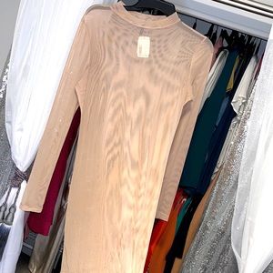 Cream cashmere sheer dress